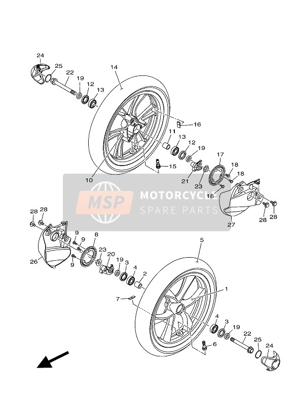 Yamaha MW125A 2015 Front Wheel for a 2015 Yamaha MW125A